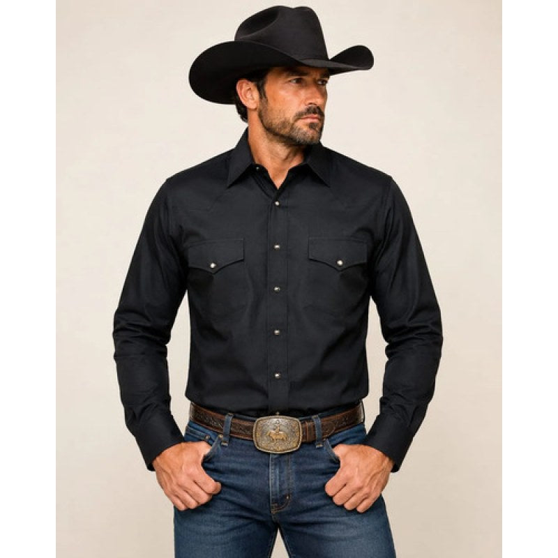 Camisa Winster Vaquera Clasica Lisa Basica #mlpos_21 | Color: MIMBERS NG #color_mimbers_ng #sku_mimbersngl #sku_mimbersngm #sku_mimbersngxl #sku_mimbersngxxl