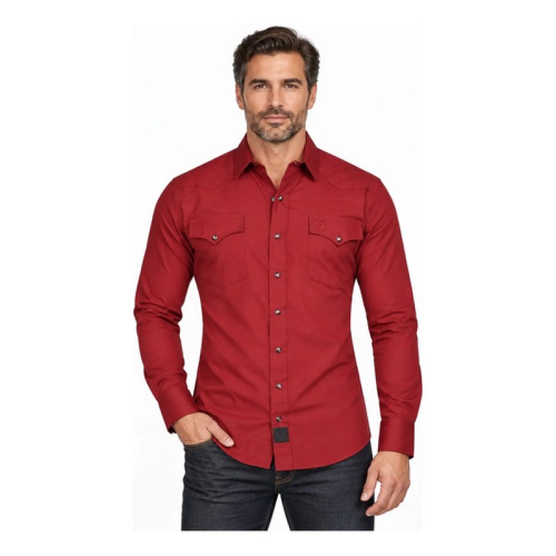 Camisa Winster Vaquera Clasica Lisa Basica #mlpos_24 | Color: Vino r-stop #color_vino_r-stop #sku_winsvnrstopl #sku_winsvnrstopm #sku_winsvnrstops #sku_winsvnrstopxl #sku_winsvnrstopxxl
