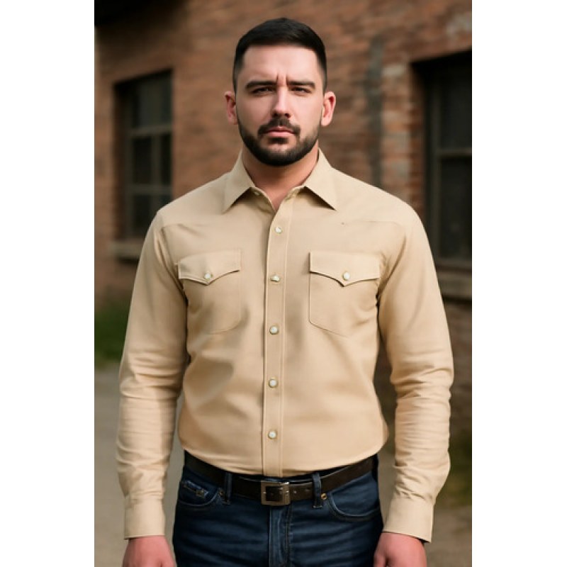 Camisa Winster Vaquera Clasica Lisa Basica #mlpos_8 | Color: Beige #color_beige | Talla: XXL #sku_mlm2227618223-187984384501