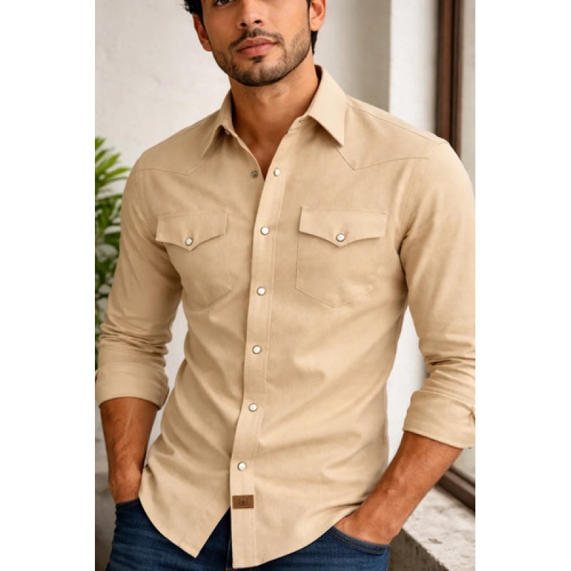 Camisa Winster Vaquera Clasica Lisa Basica #mlpos_9 | Color: Beige #color_beige | Talla: XXL #sku_mlm2227618223-187984384501