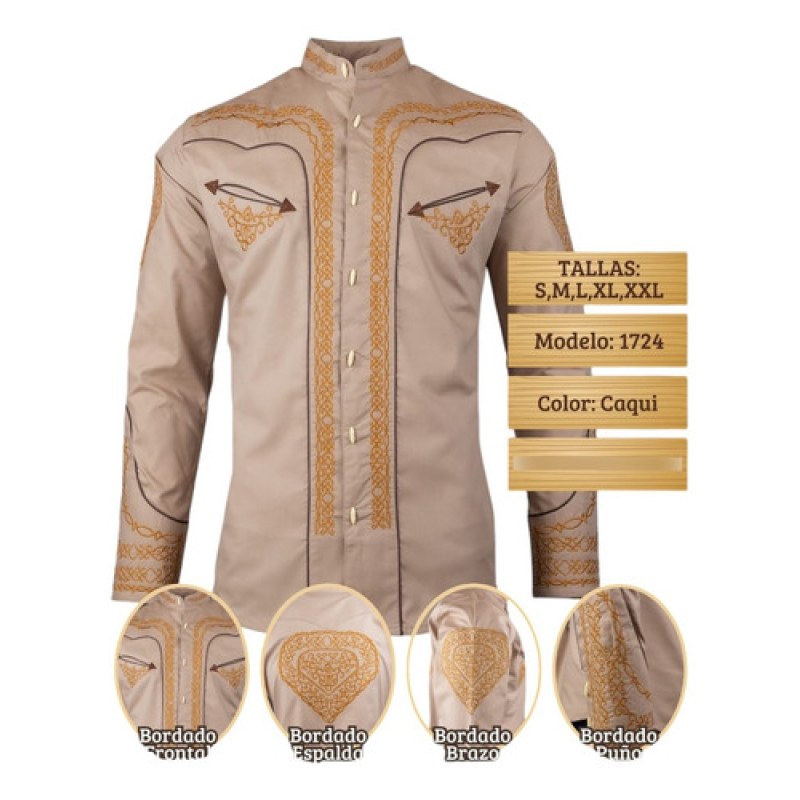 Camisa Charra Winster Para Caballero Khaki Xl #mlpos_2 #sku_mlm2227620133