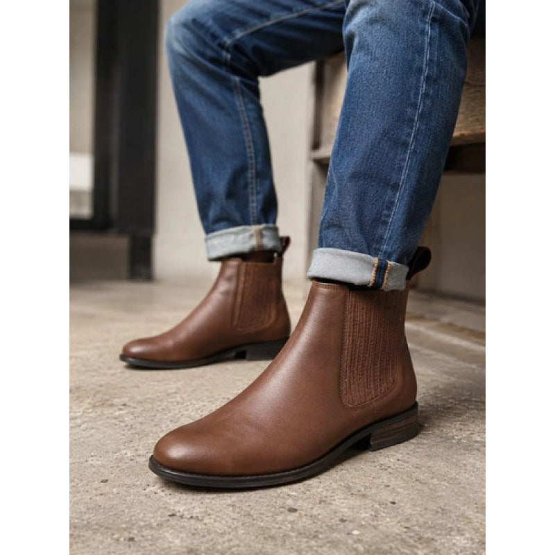 Botín Charro Piel Vacuno Punta Redonda Hombre #mlpos_1 | Color: Graso #color_graso #sku_botinchgs26 #sku_botinchgs27 #sku_botinchgs28 #sku_botinchgs255 #sku_botinchgs265 #sku_botinchgs275