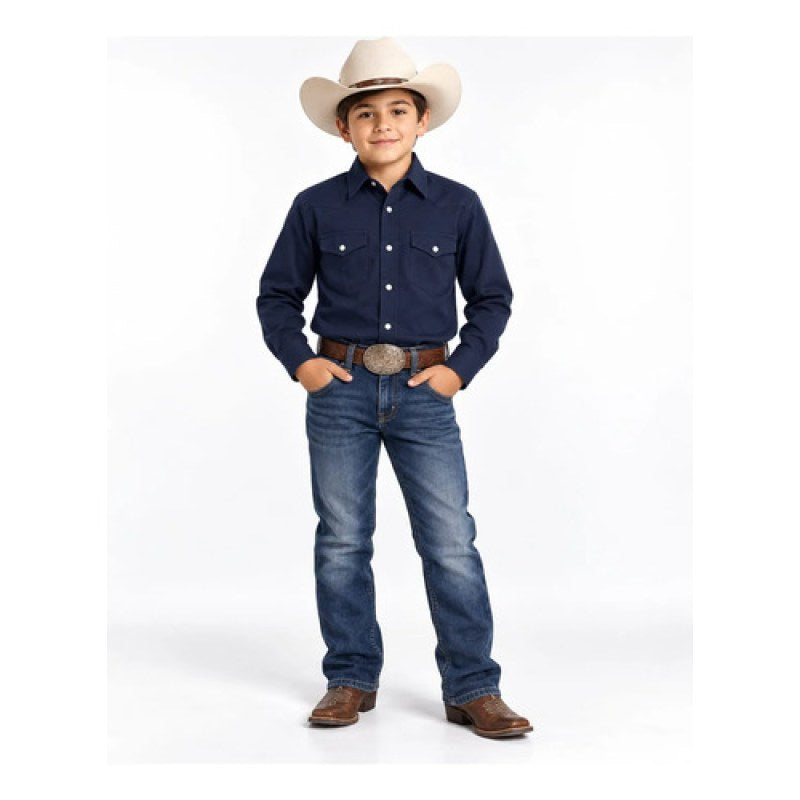 Camisa Wrangler Vaquera Niño Basica Clasica #mlpos_13 | Color: Marino #color_marino #sku_112369488ch #sku_112369488g #sku_112369488m #sku_112369488xl