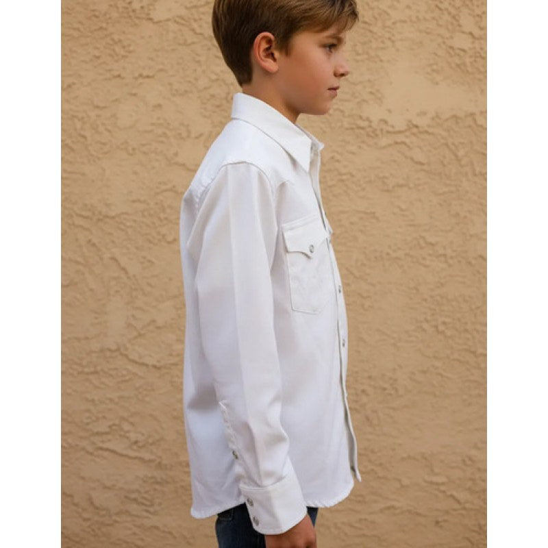 Camisa Wrangler Vaquera Niño Basica Clasica #mlpos_2 | Color: Blanco #color_blanco #sku_112369491ch #sku_112369491g #sku_112369491m #sku_112369491xl