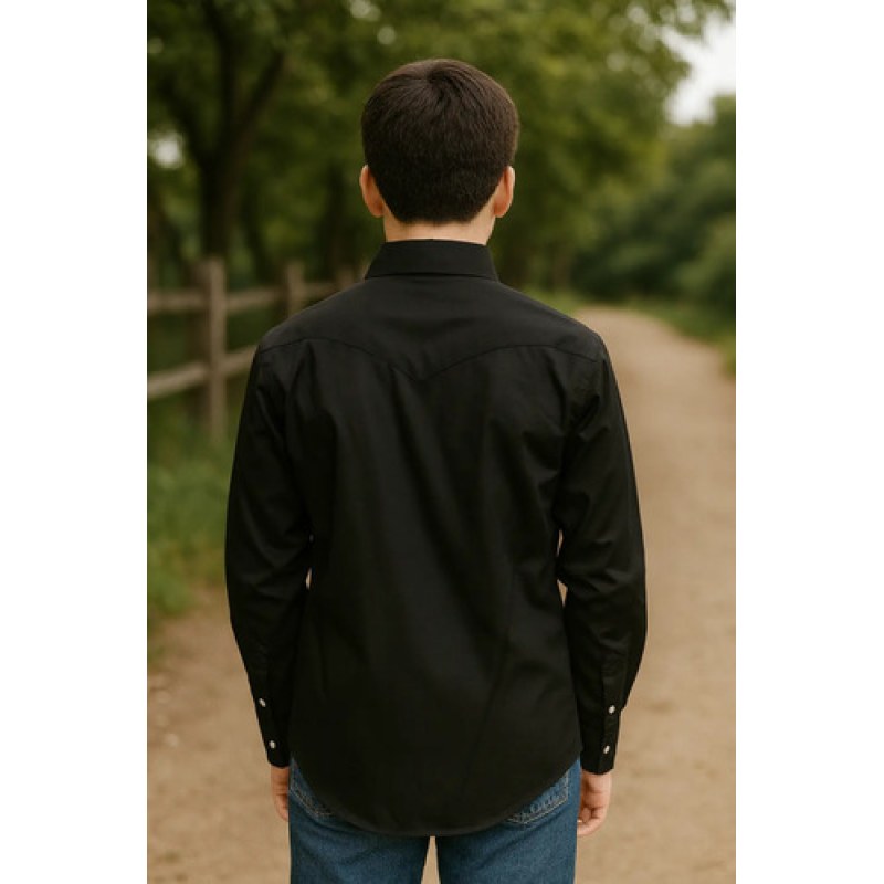 Camisa Wrangler Vaquera Niño Basica Clasica #mlpos_9 | Color: Negro #color_negro #sku_112369490ch #sku_112369490g #sku_112369490m #sku_xl