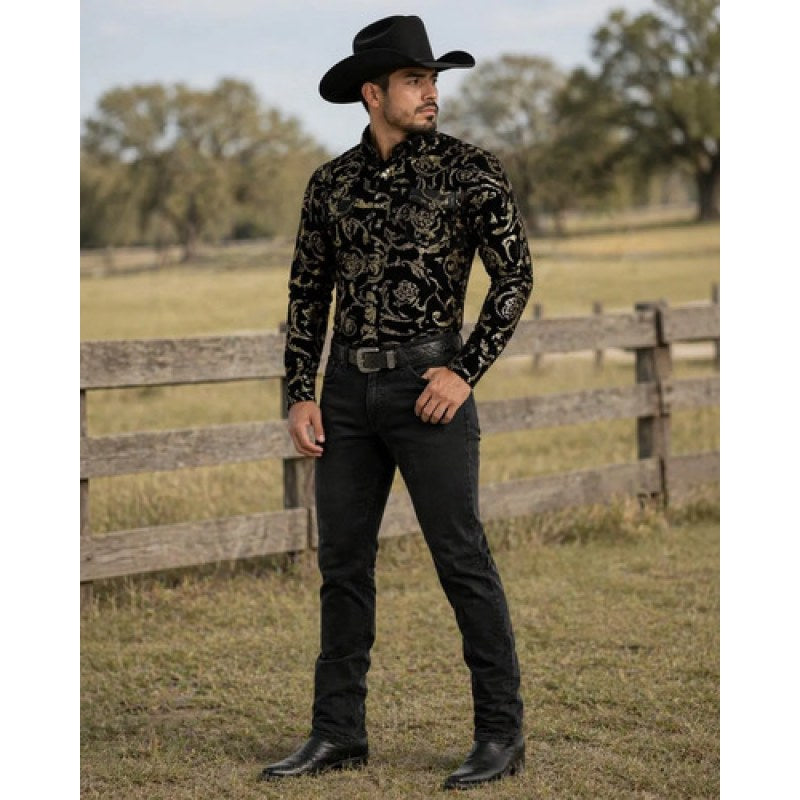 Camisa Winster Vaquera Foil Flock Buchona #mlpos_1 | Color: Negro #color_negro #sku_mlm2389990287-204329871571 #sku_mlm2389990287-204581612037
