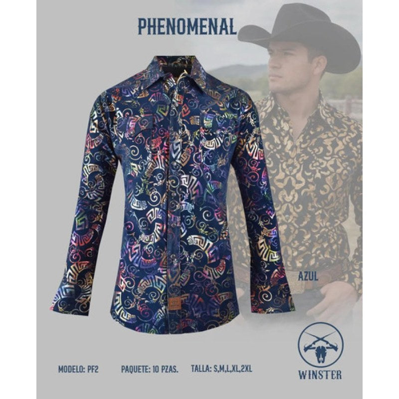 Camisa Winster Vaquera Foil Flock Buchona #mlpos_10 | Color: Marino #color_marino #sku_winflockmnl #sku_winflockmnm #sku_winflockmns #sku_winflockmnxl #sku_winflockmnxxl