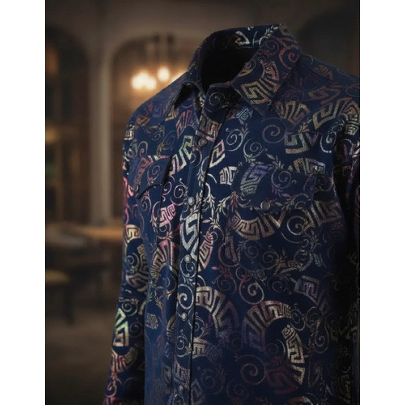 Camisa Winster Vaquera Foil Flock Buchona #mlpos_11 | Color: Marino #color_marino #sku_winflockmnl #sku_winflockmnm #sku_winflockmns #sku_winflockmnxl #sku_winflockmnxxl