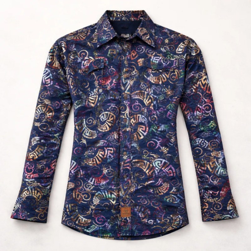 Camisa Winster Vaquera Foil Flock Buchona #mlpos_13 | Color: Marino #color_marino #sku_winflockmnl #sku_winflockmnm #sku_winflockmns #sku_winflockmnxl #sku_winflockmnxxl