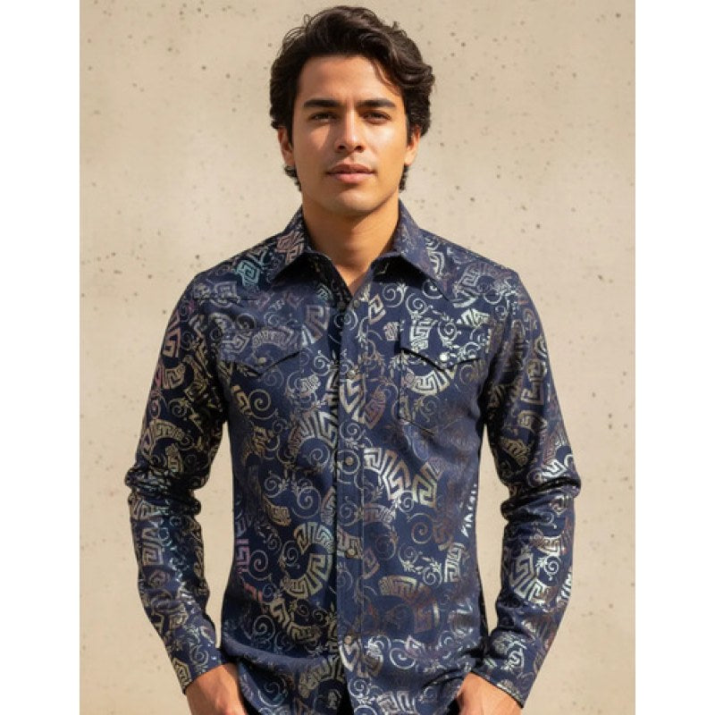 Camisa Winster Vaquera Foil Flock Buchona #mlpos_8 | Color: Marino #color_marino #sku_winflockmnl #sku_winflockmnm #sku_winflockmns #sku_winflockmnxl #sku_winflockmnxxl