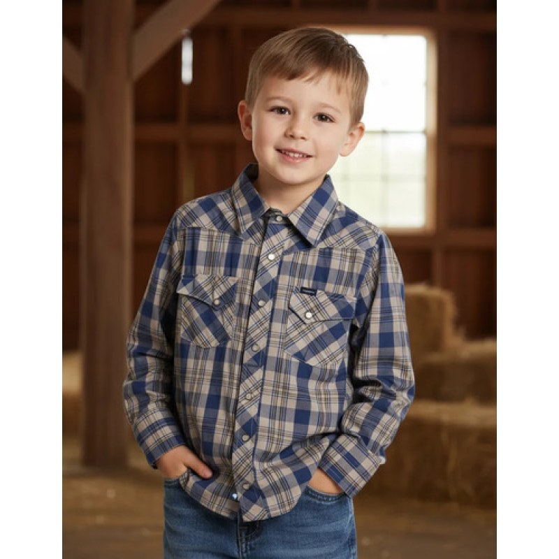 Camisa Vaquera Western Wrangler Niño Moda #mlpos_1 | Color: Marino 1392 #color_marino_1392 #sku_1392xl
