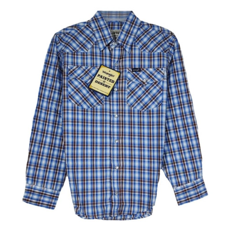 Camisa Vaquera Western Wrangler Niño Moda #mlpos_13 | Color: Azul 5983 #color_azul_5983 #sku_112345983azlch #sku_112345983azlxl