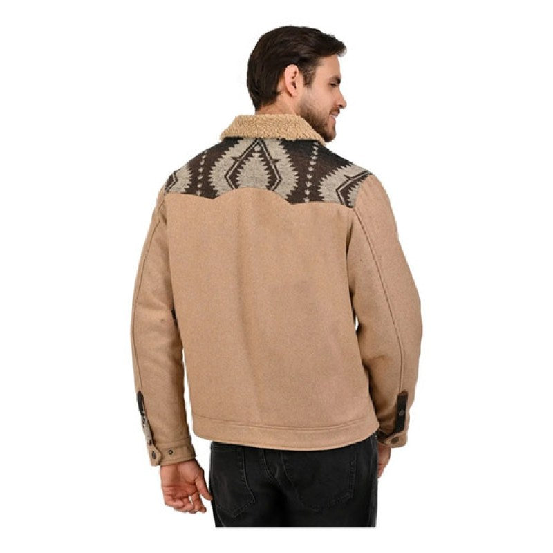 Chamarra Wrangler Tipo De Lana Con Borrega En El Cuello #mlpos_10 | Color: Beige #color_beige | Talla: CH #sku_mlm2515347225-186391588142