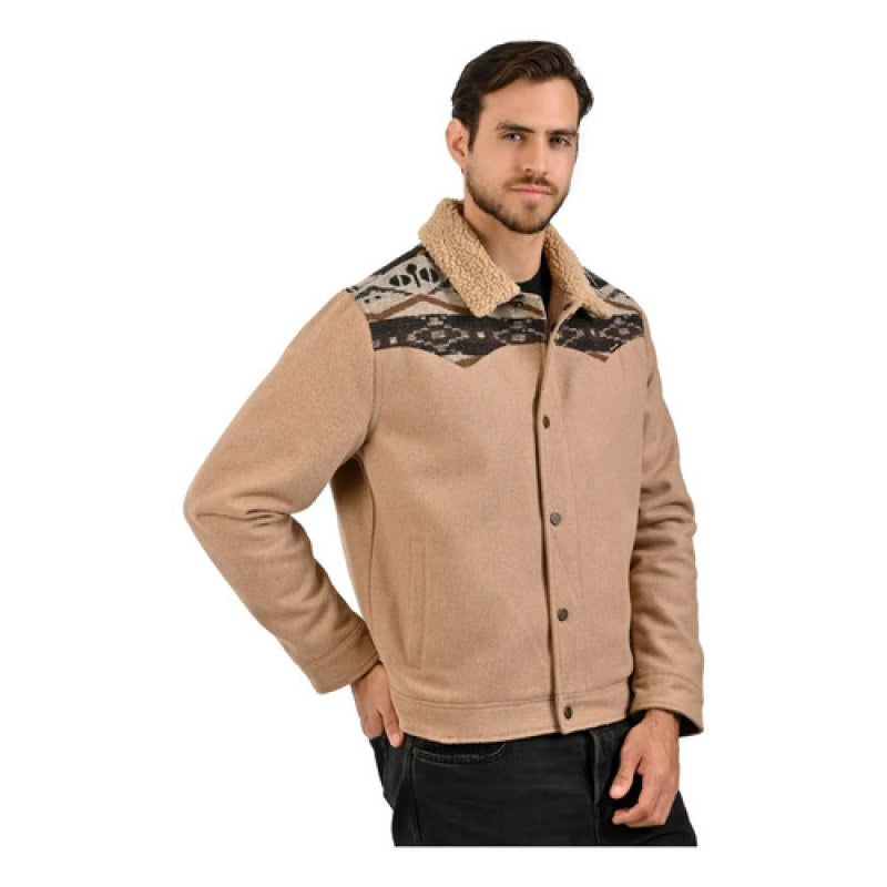 Chamarra Wrangler Tipo De Lana Con Borrega En El Cuello #mlpos_7 | Color: Beige #color_beige | Talla: CH #sku_mlm2515347225-186391588142