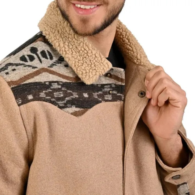 Chamarra Wrangler Tipo De Lana Con Borrega En El Cuello #mlpos_8 | Color: Beige #color_beige | Talla: CH #sku_mlm2515347225-186391588142