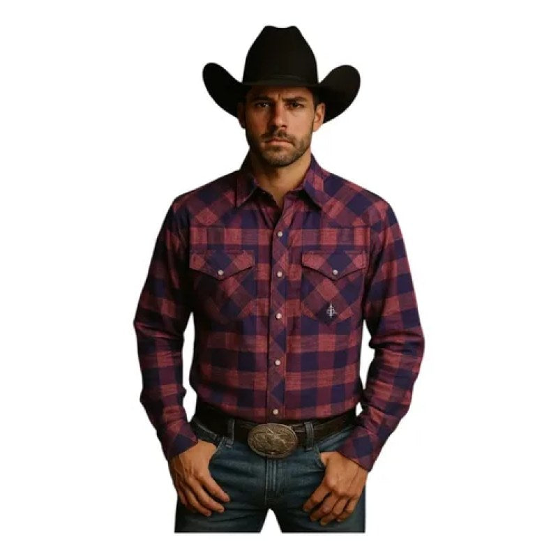 Camisa Vaquera Western Cowboy Old West #mlpos_11 | Color: Violeta #color_violeta #sku_oldcuav2xl #sku_oldcuav3xl #sku_oldcuaveg #sku_oldcuavg #sku_oldcuavm