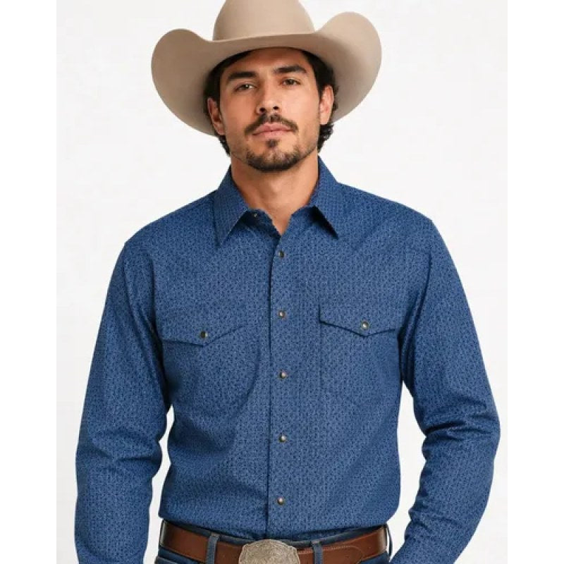 Camisa Vaquera Western Cowboy Old West #mlpos_26 | Color: Azul 8905 #color_azul_8905 #sku_8905eg #sku_8905g #sku_8905m #sku_89052xl #sku_89053xl