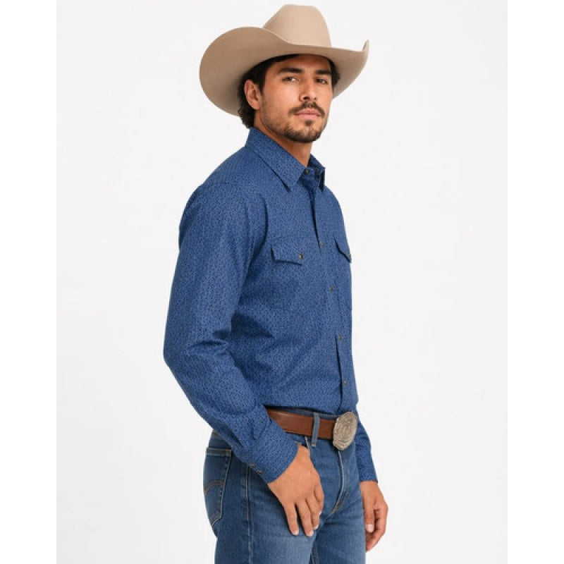 Camisa Vaquera Western Cowboy Old West #mlpos_27 | Color: Azul 8905 #color_azul_8905 #sku_8905eg #sku_8905g #sku_8905m #sku_89052xl #sku_89053xl