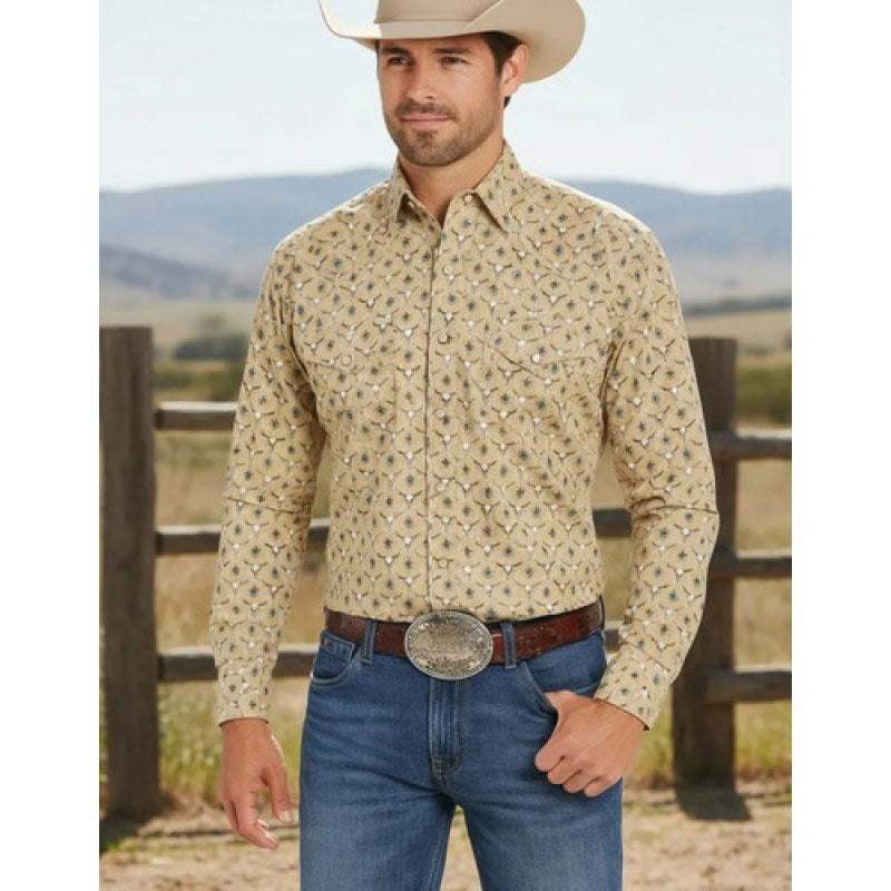 Camisa Vaquera Western Cowboy Old West #mlpos_8 | Color: Beige 8764 #color_beige_8764 | Talla: 2XL #sku_oldesbg2xl