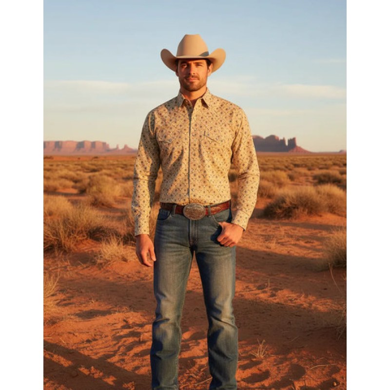 Camisa Vaquera Western Cowboy Old West #mlpos_9 | Color: Beige 8764 #color_beige_8764 | Talla: 2XL #sku_oldesbg2xl