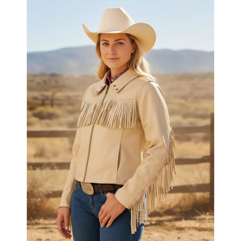 Chamarra Chaqueta Wrangler Dama Vaquera Con Barbas #mlpos_2 | Color: Beige #color_beige | Talla: XL #sku_mlm2559835325-192922546731