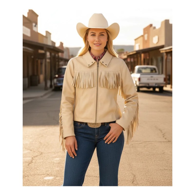 Chamarra Chaqueta Wrangler Dama Vaquera Con Barbas #mlpos_4 | Color: Beige #color_beige | Talla: XL #sku_mlm2559835325-192922546731