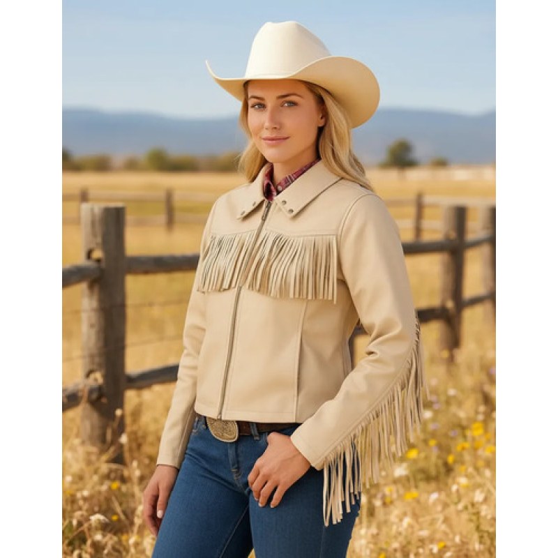 Chamarra Chaqueta Wrangler Dama Vaquera Con Barbas #mlpos_5 | Color: Beige #color_beige | Talla: XL #sku_mlm2559835325-192922546731