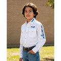 Camisa Vaquera Logos Bordada Wrangler Niño Basica #mlpos_4 | Color: Blanco #color_blanco #sku_112334006ch #sku_112334006g #sku_112334006m #sku_112334006xl