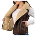 Chaleco Wrangler Vaquero Vinipiel Con Borrega Dama Chocolate L #mlpos_1 #sku_wrchbchl