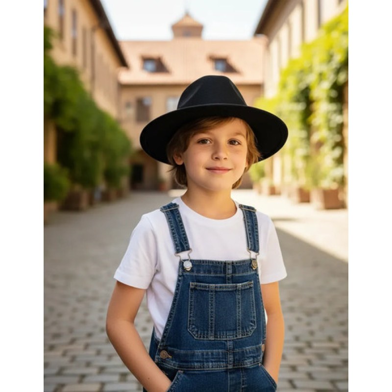 Sombrero Vaquero Circular Para Niño Y Niña #mlpos_2 | Color: Negro #color_negro | Talla: S #sku_mlm2624722231-194150629085