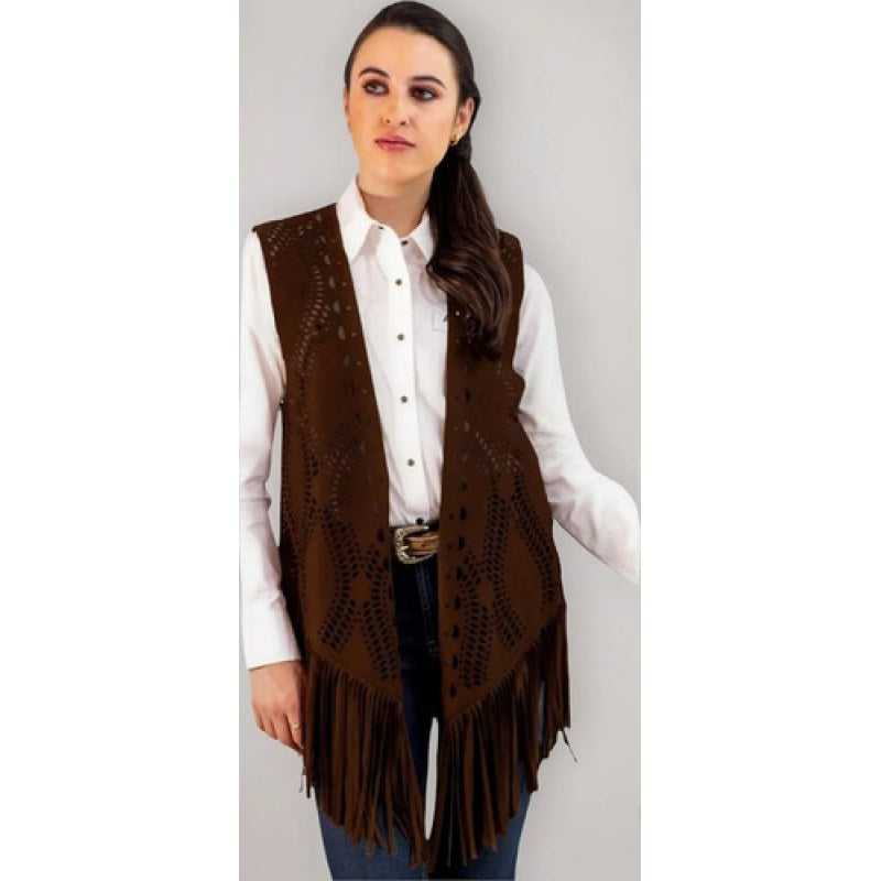 Chaleco Vaquero Western Con Barbas Icy Denver Mujer #mlpos_2 | Color: Chocolate #color_chocolate | Talla: UNITALLA #sku_mlm2680583738-186831166127