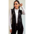 Chaleco Vaquero Western Con Barbas Icy Denver Mujer #mlpos_3 | Color: Negro #color_negro | Talla: Unitalla #sku_mlm2680583738-186831166129