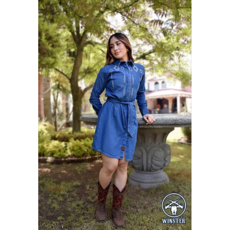 Vestido Camisero Winster Vaquero Estampado #mlpos_3 | Color: Azul #color_azul #sku_winveskiwi2xl #sku_winveskiwil #sku_winveskiwim #sku_winveskiwis #sku_winveskiwixl