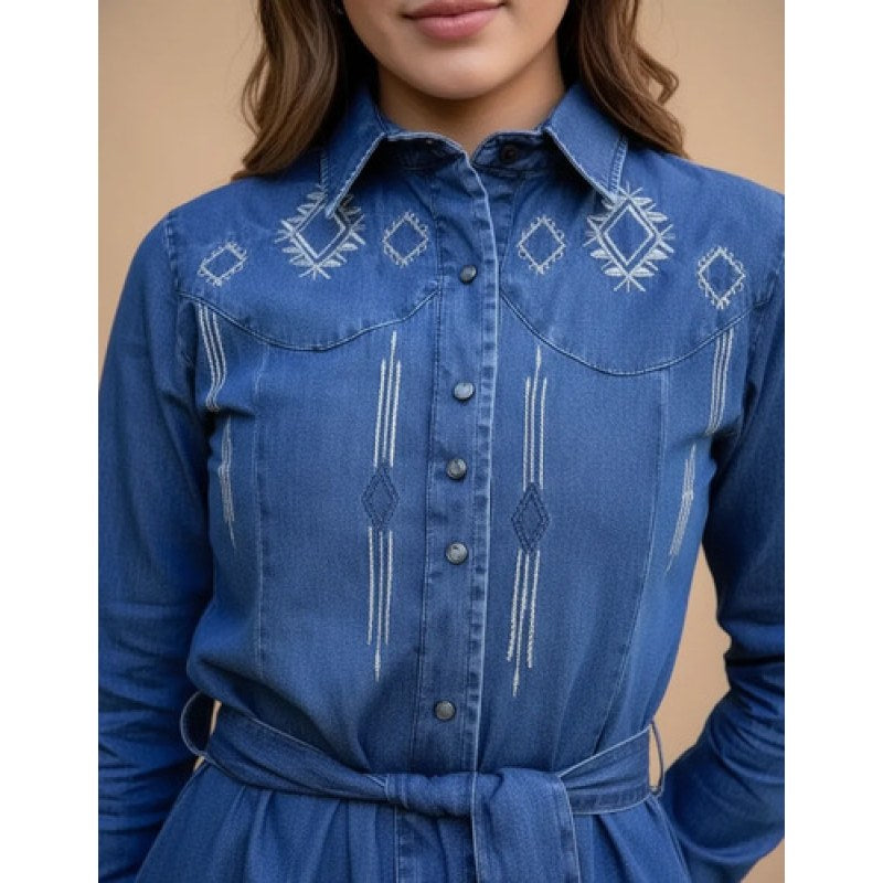 Vestido Camisero Winster Vaquero Estampado #mlpos_4 | Color: Azul #color_azul | Talla: S #sku_winveskiwi2xl #sku_winveskiwil #sku_winveskiwim #sku_winveskiwis #sku_winveskiwixl