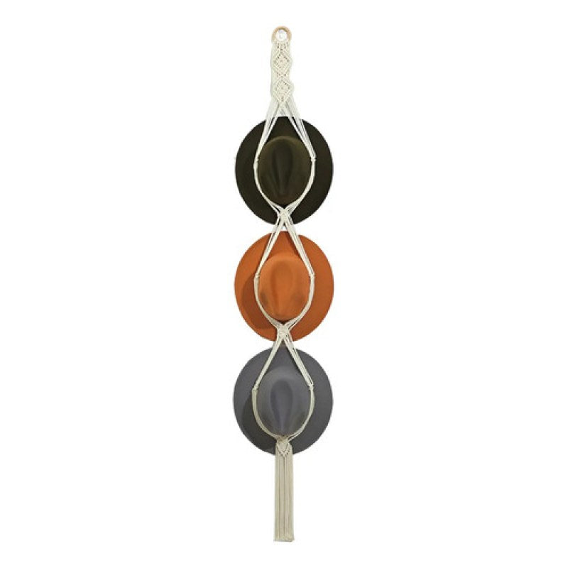 Colgador De Macramé Para Sombreros Bohemios Soporte De Pared White #mlpos_1 #sku_mlm2735443567