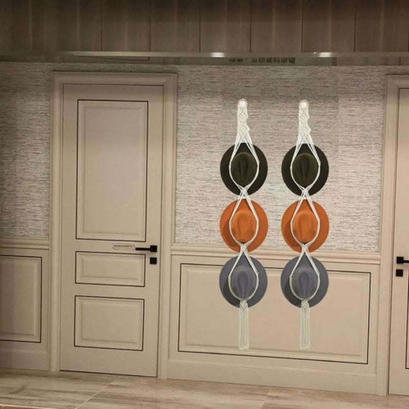Colgador De Macramé Para Sombreros Bohemios Soporte De Pared White #mlpos_3 #sku_mlm2735443567