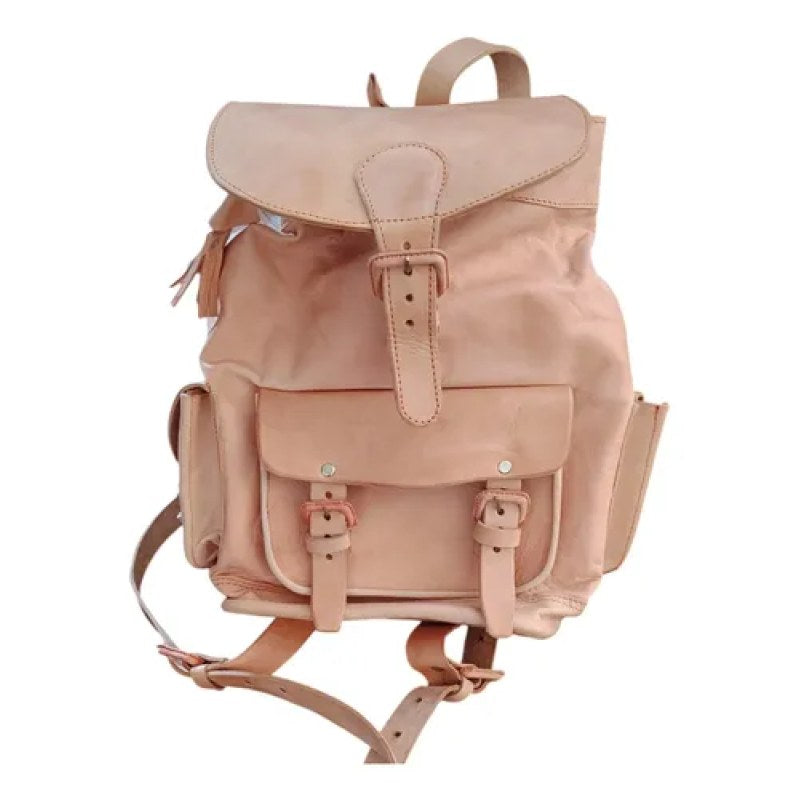 Mochila Vaquera Piel Natural Tipo Backpack Con Bolsas Natural #mlpos_1 #sku_mochilapiel