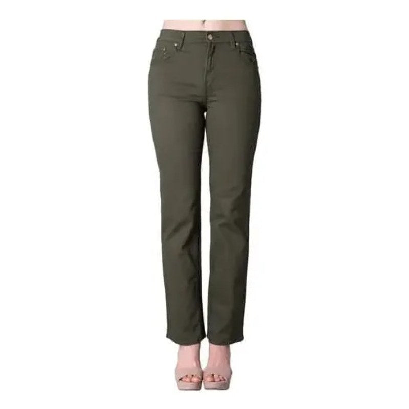 Pantalon Oggi Jeans Atraction Gabardina Recto Mujer #mlpos_16 #mlitem_MLM962140857 | Color: Olivo | Talla: 13 #color_olivo #sku_atgbol13