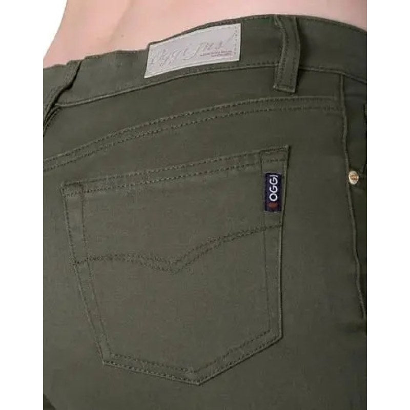 Pantalon Oggi Jeans Atraction Gabardina Recto Mujer #mlpos_21 #mlitem_MLM962140857 | Color: Olivo | Talla: 13 #color_olivo #sku_atgbol13
