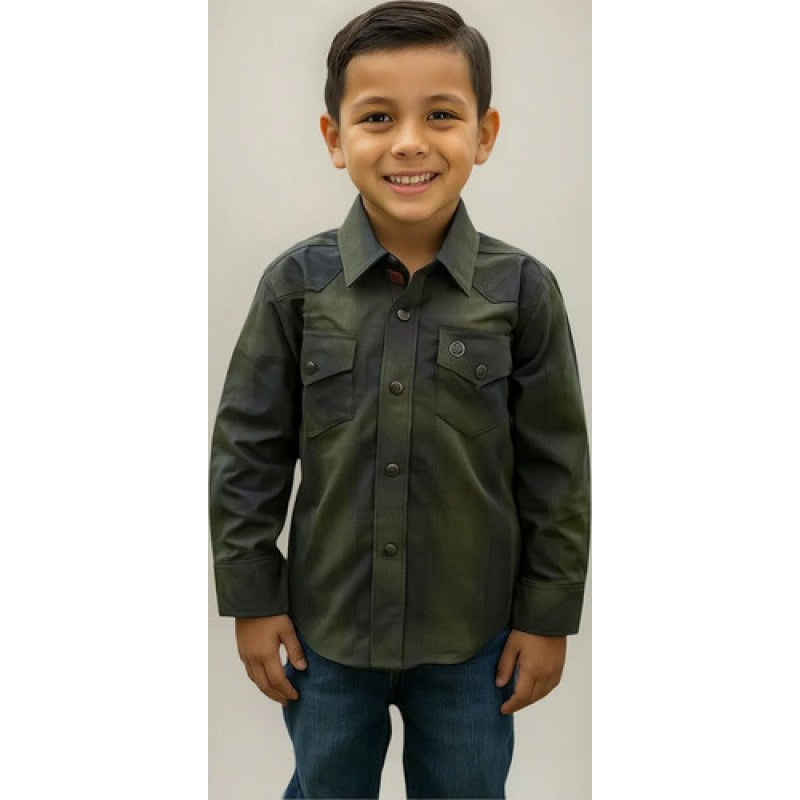 Camisa Charra Vaquera Winster Niño #mlpos_2 | Color: Verde/Negra #color_verdenegra | Talla: 4 #sku_mlm3042139166-187984669271