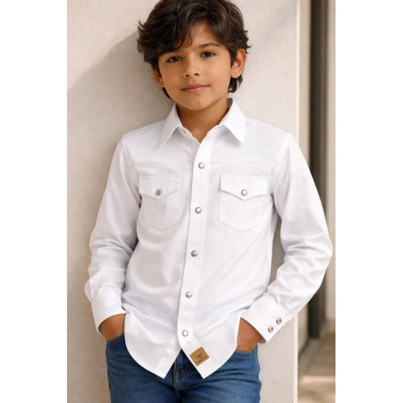 Camisa Charra Vaquera Winster Niño #mlpos_3 | Color: Blanco #color_blanco #sku_wincamnbc2 #sku_wincamnbc4 #sku_wincamnbc6 #sku_wincamnbc8 #sku_wincamnbc10 #sku_wincamnbc12 #sku_wincamnbc14 #sku_wincamnbc16