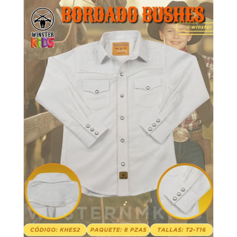Camisa Charra Vaquera Winster Niño #mlpos_5 | Color: Blanco #color_blanco #sku_wincamnbc2 #sku_wincamnbc4 #sku_wincamnbc6 #sku_wincamnbc8 #sku_wincamnbc10 #sku_wincamnbc12 #sku_wincamnbc14 #sku_wincamnbc16
