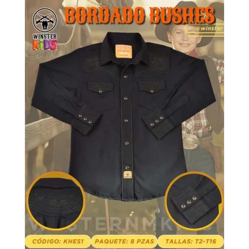 Camisa Charra Vaquera Winster Niño #mlpos_9 | Color: Negro #color_negro #sku_wincamnng2 #sku_wincamnng4 #sku_wincamnng6 #sku_wincamnng8 #sku_wincamnng10 #sku_wincamnng12 #sku_wincamnng14 #sku_wincamnng16