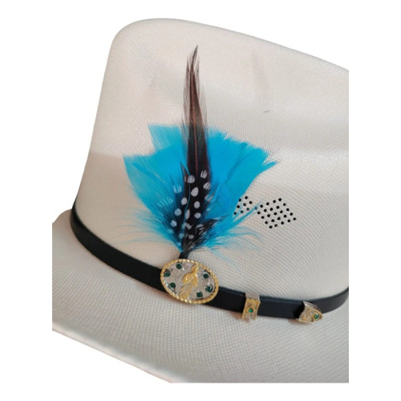 Accesorio Pluma Decorativa Para Sombrero Texana #mlpos_15 #mlitem_MLM5770001450 | Color: Cielo #color_cielo #sku_plumacielo