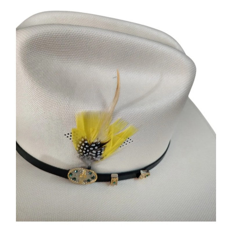 Accesorio Pluma Decorativa Para Sombrero Texana #mlpos_4 #mlitem_MLM3168644329 | Color: Amarillo #color_amarillo #sku_plumaamrll
