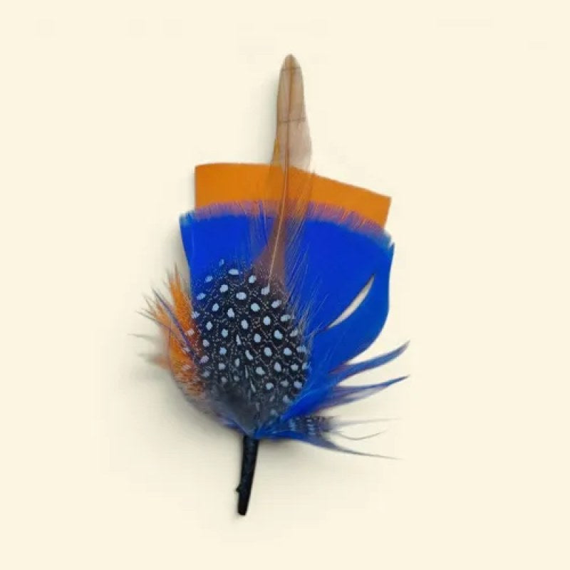 Accesorio Pluma Decorativa Para Sombrero Texana #mlpos_7 #mlitem_MLM3168644331 | Color: Azul rey/ naranja #color_azul_rey_naranja #sku_plumaazlry-mlm3168644331