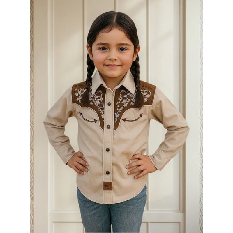 Camisa Blusa Charra Niña Winster #mlpos_2 | Color: Beige #color_beige #sku_winternabg10 #sku_winternabg12 #sku_winternabg14 #sku_winternabg16
