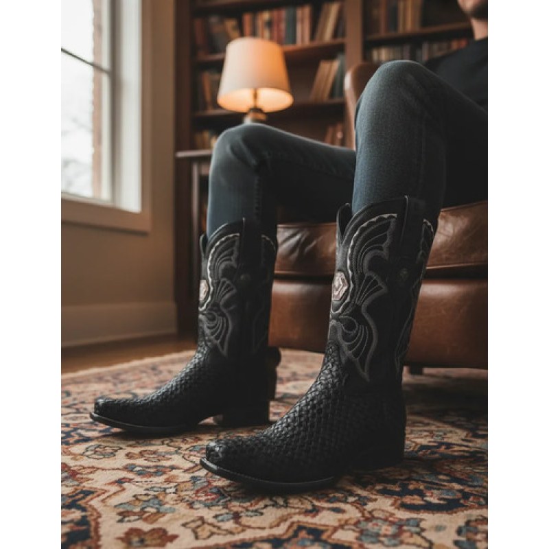 Bota Piel Tombstone Vaquero Petatillo #mlpos_1 | Color: Negro #color_negro | Talla: 26 MX #sku_tombstnngpt26