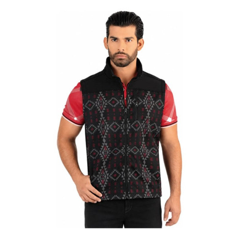 Chaleco Vaquero Estampado Western Lamasini #mlpos_1 #mlitem_MLM3370342317 | Color: Black/ Burgundy | Talla: XL #color_black_burgundy #sku_lam599l #sku_lam599m #sku_lam599s #sku_lam599xl #sku_lam5992xl