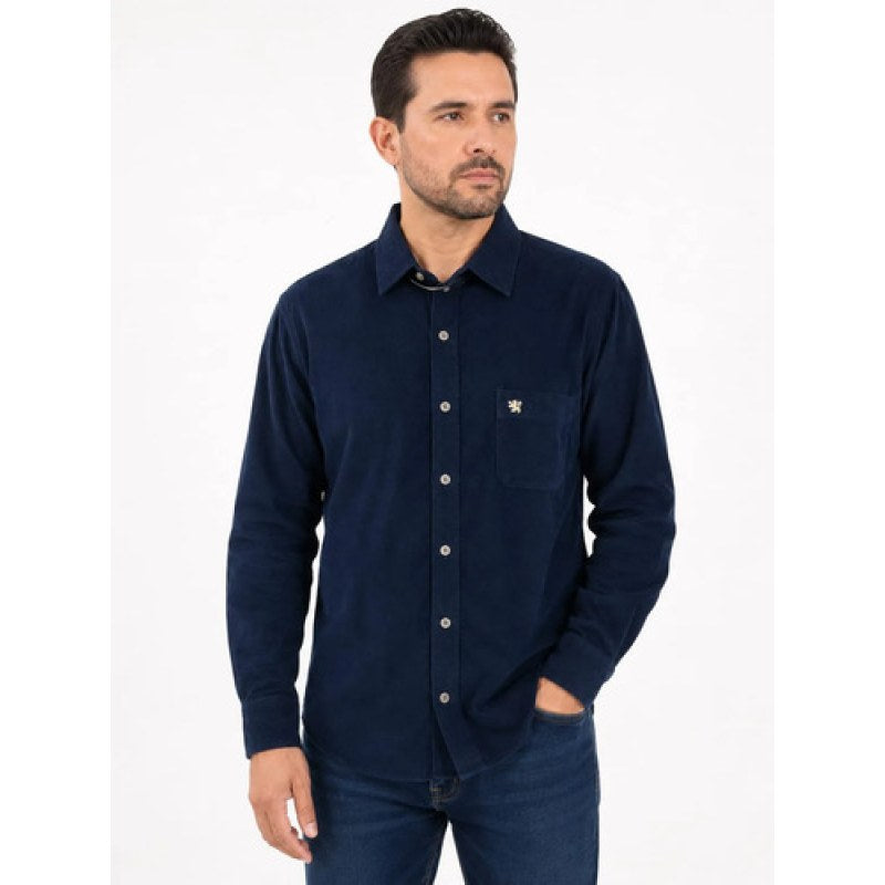 Camisa Manchester De Panilla Para Hombre Manga Larga #mlpos_1 #mlitem_MLM3375735551 | Color: Marino | Talla: M #color_marino #sku_ma00800006mnm #sku_ma00800006mnxl